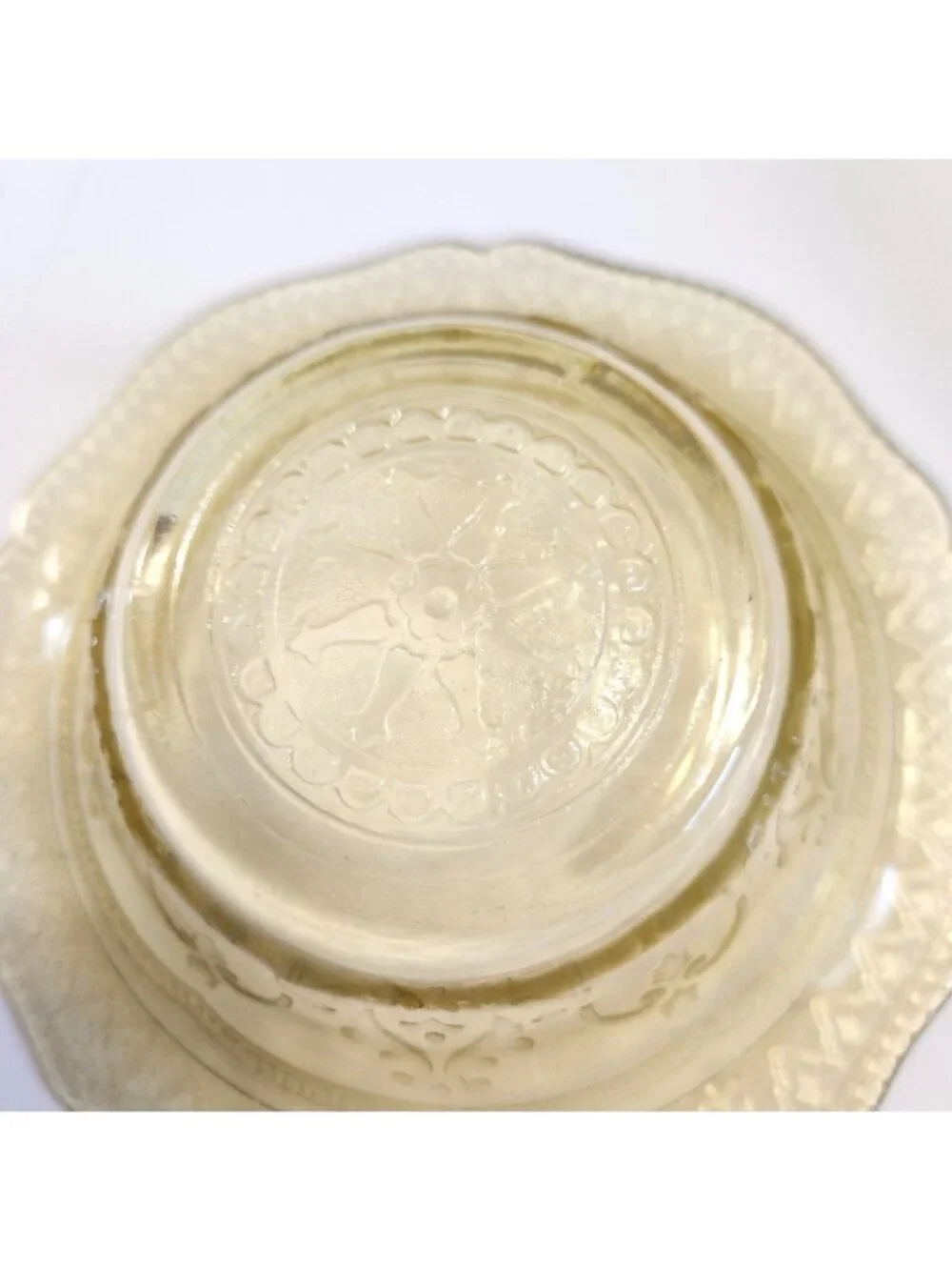 Federal Glass Depression Glass Patrician Spoke Amber Dessert Bowl set of 4 READ